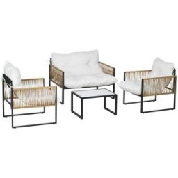 Outsunny Conjunto de jardín 106x70x72 cm crema