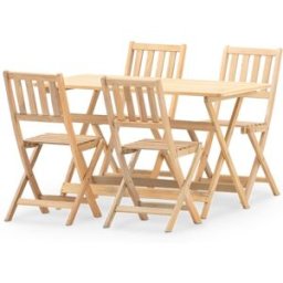 Defora Home Conjunto comedor mesa plegable 120x70 + 4 sillas balcón