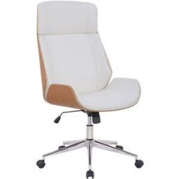 CLP Silla de oficina giratoria regulable en simil cuero natural/blanco