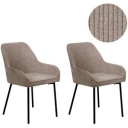 Beliani Conjunto de 2 sillas de comedor pana beige
