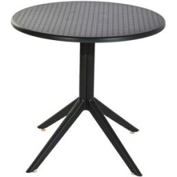NIYLO Mesa de jardín de polipropileno reciclado negro 80x80x75 cm