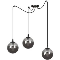 Wonderlamp Lámpara colgante con 3 esferas de cristal gris y cables desplazable