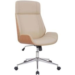 CLP Silla de oficina giratoria regulable en simil cuero natural/crema