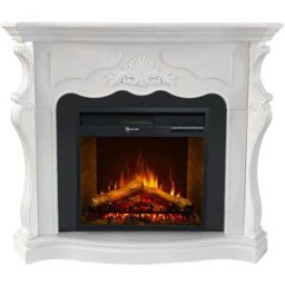 Divina Fire Chimenea eléctrica de suelo parigi en madera blanca l123xp39xh100