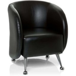 hjh OFFICE Sillón tapizada piel sintética negro