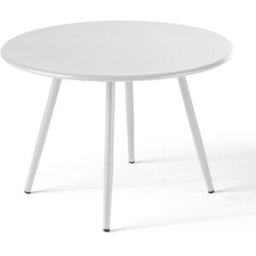 Oviala Mesa de jardín redonda de metal blanco 40 cm