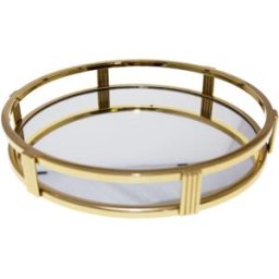 Aulica Bandeja redonda con espejo dorado 34x34x5cm