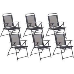Beliani Conjunto de 6 sillas de jardín metal negro