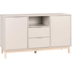 Klast Home Aparador efecto madera blanco roto 150 cm x 78 cm