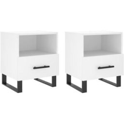 Maison Chic Juego de 2 mesitas de noche madera ingeniería blanco 40x35x47,5 cm