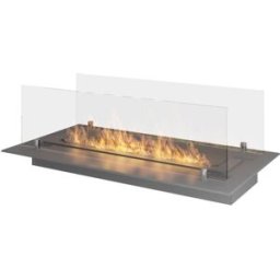 SOLOLED Soporte quemador bioetanol acero inoxidable 60 cm con cristal