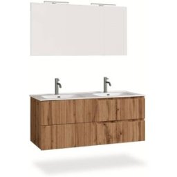 AQA DESIGN Mueble de baño de 5 piezas con doble bañera en mdf de roble