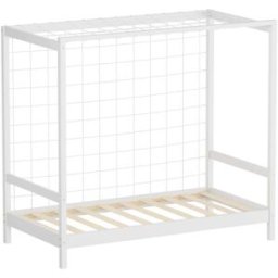 ML-Design Cama infantil 80x160 cm con portería de fútbol, madera de pino blanca