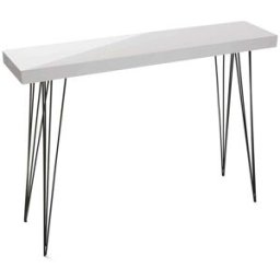 Versa Home Consola de entrada en aglomerado efecto madera y metal blanco