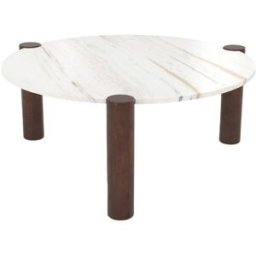 Maison Pavane Mesa baja redonda de mármol y madera de mango d86 cm