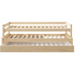 MueMue Cama nido triple madera blanco lavado 90x200 cm