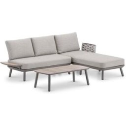 Defora Home Conjunto jardín chaise longue taupé y cuerda beige 3 plazas