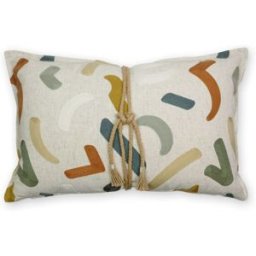 TAPIDECOR Cojín trazos bordados cordón yute relleno premium 60x40