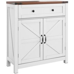 Urban Meuble Mueble de almacenaje estilo granja con tapa color nogal, blanco
