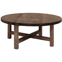 Decowood Mesa de centro redonda de madera maciza acabado nogal de ø80x35cm