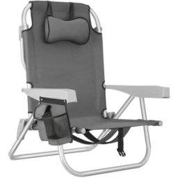 Tectake Silla de playa, plegable y ajustable, con función de mochila, gris