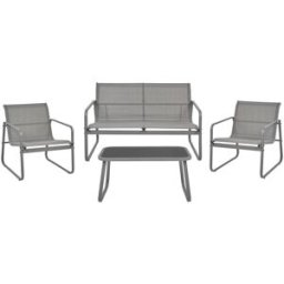 Beliani Conjunto de jardín con mesa 4 plazas metal gris