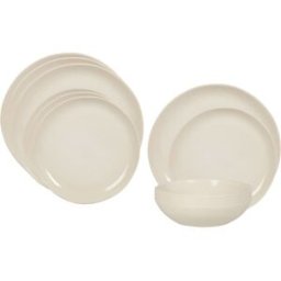 Maisons du Monde Vajilla de cerámica beige de 12 piezas