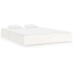 Maison Chic Cama matrimonial madera maciza blanco king size 150x200 cm