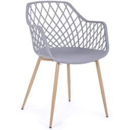 Bizzotto Silla de comedor de acero gris y polipropileno