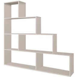 Dmora Estantería de madera blanco brillante 145x29x145h cm