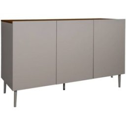 sweeek Aparador de metal y decoración de madera 3 puertas 120cm, gris
