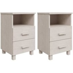 Maison Chic Juego de 2 mesitas de noche pino macizo madera blanco 40x35x62 cm