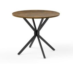 Urban Meuble Mesa de comedor redonda con acabado efecto madera y patas cruzadas
