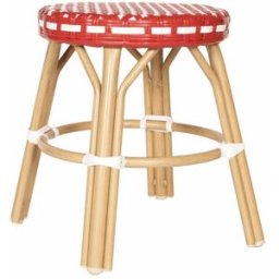Oviala Taburete de jardín en aluminio y ratán sintético blanco y rojo