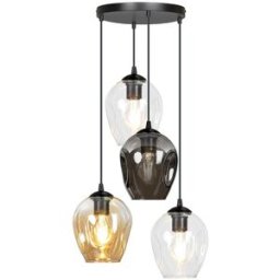 Wonderlamp Lámpara colgante estilo vintage con 4 pantallas de cristal multicolor