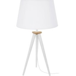 Tosel Lámpara de mesa madera blanco pantalla tela blanco