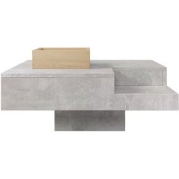 Urban Meuble Mesa de centro cuadrada gris con almacenaje en madera natural