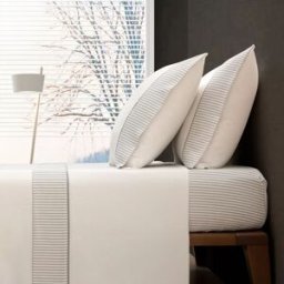 Casa da Laura Sábanas franela 100% algodón rayas gris cama 105 1 almohada 45 x 105