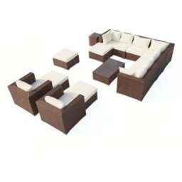 Concept Usine Mueble de jardín modular 13/14 plazas en resina tejida marrón y blanca