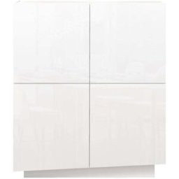Whous Aparador con 4 puertas de 100 cm efecto madera color blanco brillo