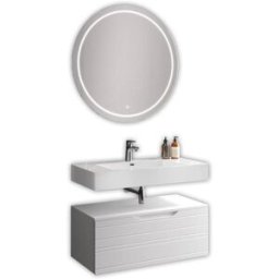 AQA DESIGN Mueble de baño con espejo de 3 piezas en mdf blanco