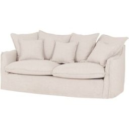 Decowood Sofá de 2 plazas de algodón y lino desenfundable color blanco