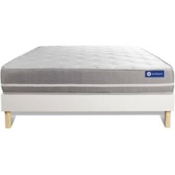Actisom Somier blanco + colchón con látex y espuma viscoelástica 160 x 200