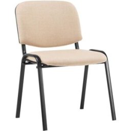 CLP Silla con patas de metal y asiento en tela crema