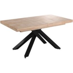 Mathi Design Mesa de comedor extensible de madera y acero negro l160cm
