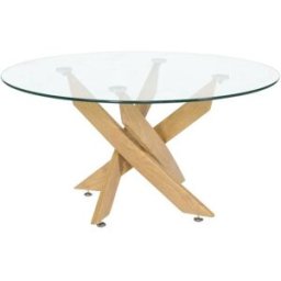Home Heavenly Mesa centro redonda ø80 cm de cristal con patas metal roble