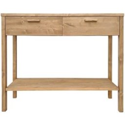NATYAL Mesa de recibidor de madera en tono roble con 2 cajones y balda 100cm