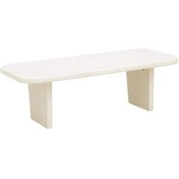 Decowood Mesa de centro de microcemento con dos patas blanco roto de 95x30cm