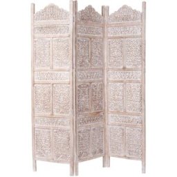 Maisons du Monde Biombo plegable hecho de madera de mango blanqueada y acero.