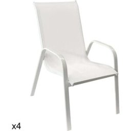 Happy Garden Juego de 4 sillas de textileno blanco y aluminio blanco